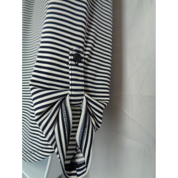 Ann Taylor Stripe Tab Roll Sleeve Button Shirt Size Medium - Picture 6 of 8
